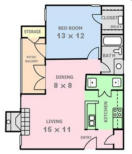 One Bed / One Bath 1332 floor plan